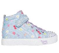 Skechers Bambina Twinkle Toes: Heart Steps - Icon Party Sneaker in Blu Chiaro, Taglia 27.5