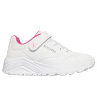 Skechers Bambina UNO Lite - Star Icon Sneaker in Bianco/Rosa Fluo, Taglia 33, Lavabile in lavatrice