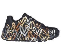 Skechers Bambina x JGoldcrown: UNO Lite - Metallic Love Sneaker in Nero/Oro, Taglia 38, Lavabile in lavatrice