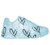 Skechers Bambina x JGoldcrown: UNO Lite - Metallic Love Sneaker in Turchese, Taglia 35.5, Lavabile in lavatrice