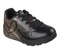 Skechers Bambine e Ragazze Uno Lite Heartdust Forever Sneaker, Black Synthetic Rose Gold Trim, 36 EU