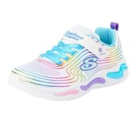 Skechers Bambine, Sneaker, White Textile Multi Trim, 33.5 EU