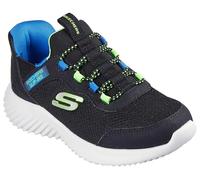 Skechers Bambini e ragazzi Bounder Brisk-Burst Slip-In ALLENATRICE, Black Synthetic / Textile / Blue & Black Trim, 27 EU