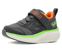 Skechers Bambini e Ragazzi Go Run Elevate 2.0 Where's My Lil Skechers Scarpe da Ginnastica, Charcoal Textile/Charcoal Synthetic/Orang, 26 EU