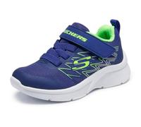 Skechers Bambini e ragazzi Microspec Texlor Scarpe da allenamento, Navy Textile/Lime & Silver Trim, 33.5 EU