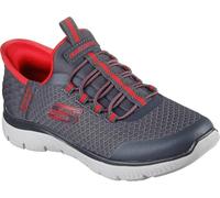 Skechers Bambini e ragazzi Summits High Range Slip-In ALLENATRICE, Charcoal Textile / Synthetic / Red Trim, 28 EU