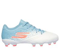 Skechers Bambino Razor 1.5 Jr Youth FG Shoes in Bianco/Turchese, Taglia 35