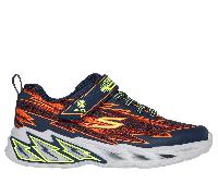 Skechers Bambino S-Lights: Light Storm 2.0 - Bolt-Brights Sneaker in Blu Navy Blue/Arancione, Taglia 36