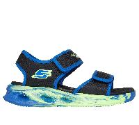 Skechers Bambino S-Lights: Sola Glow Sandali - Fusion Brights in Nero/Blu, Taglia 27.5