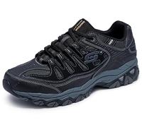 Skechers Baskets de Sport à lacets pour homme Afterburn Mousse à mémoire de forme - noir - noir,