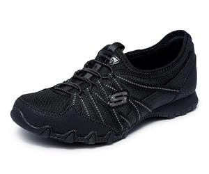 Skechers Bikers Lite Relive, Scarpe senza lacci Donna, Black Mesh Duraleather Charcoal Trim, 37 EU