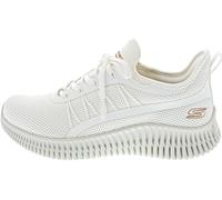 Skechers, Bobs Geo Nuova ESTETICA Donna, Bordo Sintetico Lavorato a Maglia Bianco Sporco, 41 EU