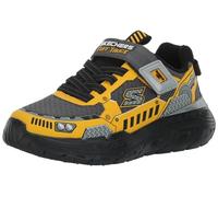 Skechers Boys, Sneaker, Charcoal Synthetic/Textile/Yellow Trim, 29 EU