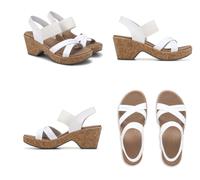 SKECHERS Brystol Notte Skies Bianco Sandalo con Cinturini Zeppa Donna Taglie