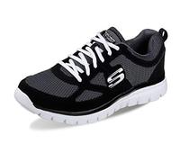 Skechers Burns Agoura scarpe da ginnastica da Uomo, Black Leather/ Mesh/ White Trim, 48.5 EU