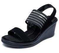 Skechers Cali Women's Rumblers-Sci-Fi Wedge Sandal, Black, 6.5 W Us, Zeppa Donna, Nero, 36.5 EU