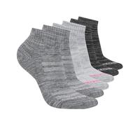 Skechers Calzini da donna Performance Quarter Crew da donna, traspiranti e imbottiti, confezione da 6, Grigio medio/Grigio chiaro/Carbone, 9-11