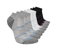 Skechers Confezione da 8 paia di calzini da donna a taglio basso, cuscino esteso e ventilazione in rete, Grigio Chiaro Mélange/Bianco/Nero, 9-11
