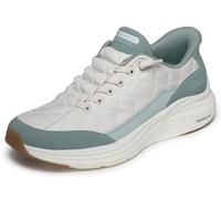 Skechers Contour Foam Natural EaseSneaker Donna, Finiture in Pelle Duraleather Salvia Bianco, 38 EU