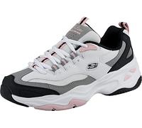 Skechers D'lites 4.0 Fresh Diva, Sneaker Donna, White Leather Mesh Black Pink Trim, 35.5 EU