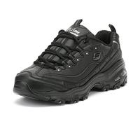 Skechers D'Lites - Fresh Start, Scarpe Donna, Black Black Leather Mesh Charcoal Trim Yellow Bbk, 37.5 EU