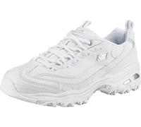 Skechers D'Lites - Fresh Start, Scarpe Donna, White Leather Mesh Silver Trim L, 35 EU