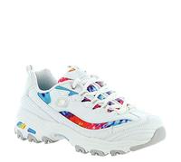 Skechers D'lites - Summer Fiesta, Scarpe da Ginnastica Donna, Bianco White Trubuck Multi Mesh White Trim Wmlt, 38.5 EU