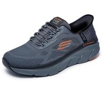 Skechers D'lux Walker 2.0 Rezinate Hands Free Slip-in da Uomo, Carbone/Arancione, 10.5 X-Wide