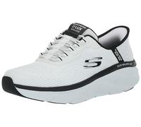 Skechers D'lux Walker 2.0 Rezinate - Sneaker da Uomo, Senza Lacci, Mani libere, Bianco/Nero, 44 EU