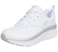 Skechers D'lux Walker - Timeless Path, Sneaker Donna, Bianco White Leather Silver Trim, 38 EU