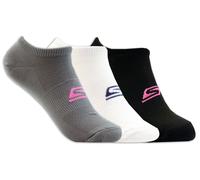 Skechers Donna 3 Pack No Show Stretch Calze in Bianco/Nero, Taglia Medio