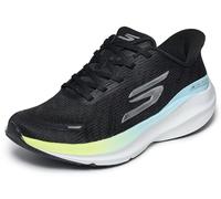 Skechers Donna Aero Pulse Performance Running Trainers - Lightweight Mesh Athletic Shoes with Arch Support Slip-in ALLENATRICE, Black Textile Yellow Blue Trim, 39 EU