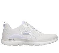 Skechers Donna Arch Fit Summits - Daily Flow Sneaker in Bianco/Lavanda, Taglia 39, Vegan, Lavabile in lavatrice