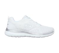 Skechers Donna Bountiful - Quick Path Sneaker in Bianco/Argento, Taglia 37.5, Vegan