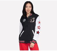 Skechers Donna Classic Varsity Giacca in Nero, Taglia Piccolo