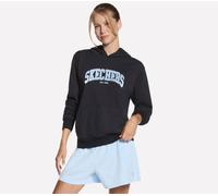 Skechers Donna Collegiate Pullover felpa con cappuccio in Nero, Taglia Largo