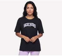 Skechers Donna Destination corto Sleeve Maglietta in Nero, Taglia Medio