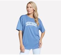 Skechers Donna Destination corto Sleeve Maglietta in Poseidon, Taglia Largo