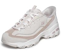 Skechers Donna D'Lites Vintage Haze Sneaker, Natural Leather Duraleather off White Mesh TR