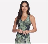 Skechers Donna GO FLEX RIB Inbloom V-Neck Tank in Carbone/Oliva, Taglia Medio