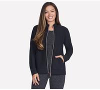 Skechers Donna GO Luxe Rib Everyday Full Zip Giacca in Nero, Taglia Piccolo