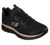 Skechers Donna Graceful - Get Connected Sneaker in Nero/Rosa Oro, Taglia 37, Vegan