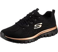 Skechers Donna Graceful Get Connected Trainers, Black Mesh/Rose Gold Trim, 38 EU