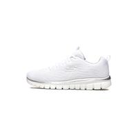 Skechers Donna Graceful Get Connected Trainers, White Mesh/Silver Trim, 41 EU
