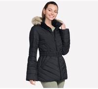 Skechers Donna On-the-GO GO SHIELD Cozy Fit Belted Parka in Nero, Taglia Piccolo