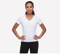 Skechers Donna Pima V-Neck maglietta in Bianco, Taglia Piccolo