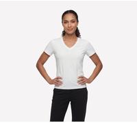 Skechers Donna Pima V-Neck maglietta in Bianco, Taglia XL