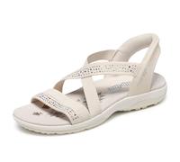 Skechers Donna Reggae Slim Summer Sparkle Sandali, Natural Gore/Knit/Mitobuck, 39 EU