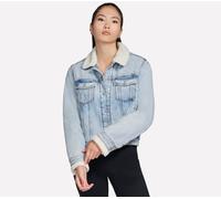 Skechers Donna Sherpa Denim Giacca in Denim/Talpa, Taglia Largo