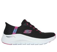 Skechers Donna Slip-ins: Arch Fit 2.0 - Easy Chic Sneaker in Nero/Rosa Fluo, Taglia 37, Vegan, Lavabile in lavatrice